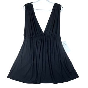 Leith Black Deep V-Neck Mini Dress